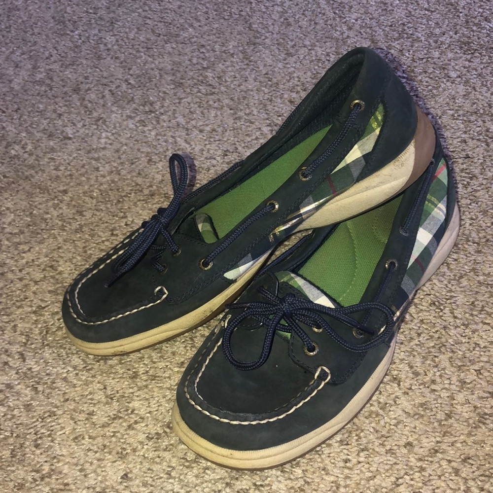 Navy Blue and Plaid Woman’s Sperry’s